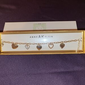 Anne Klein Gold Heart Charm Bracelet